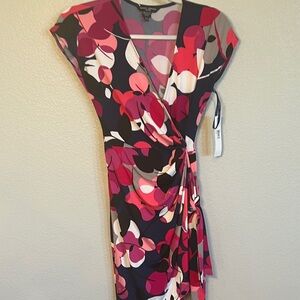 Maggy London Vibrant Pink and Black Midi Dress